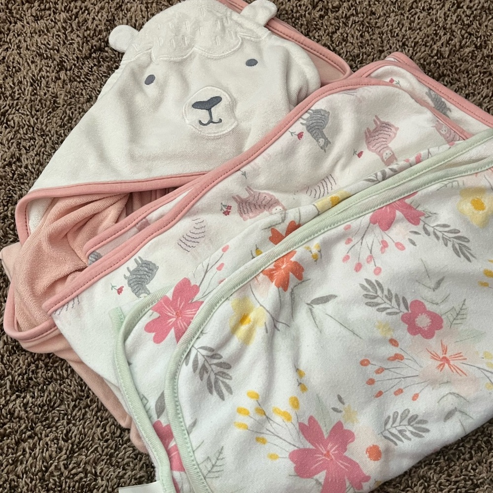 Floral and Animal Hooded Baby Towels